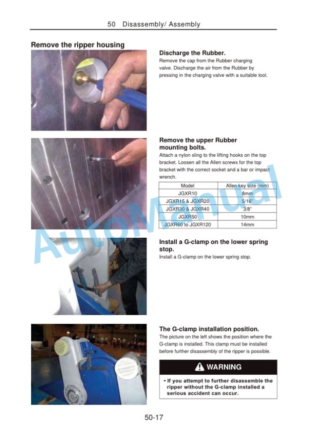 Komatsu JGXR10-1, JGXR15-1, JGXR20-1, JGXR30-1, JGXR40-1, JGXR50-1, JGXR60-1, JGXR80-1, JGXR120-1 Xcentric Ripper Shop Manual SEN06481-03-3