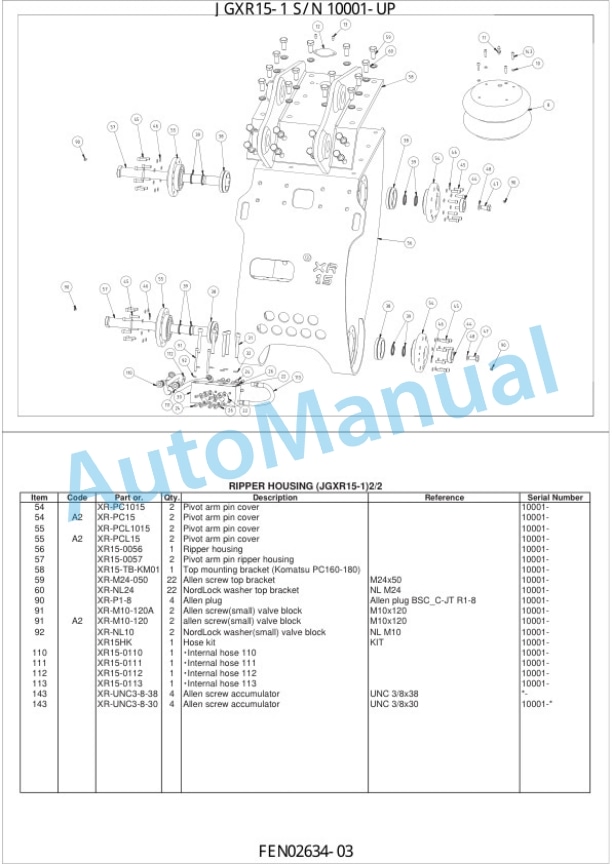 Komatsu JGXR10-1 Parts Manual FEN02634-03-2