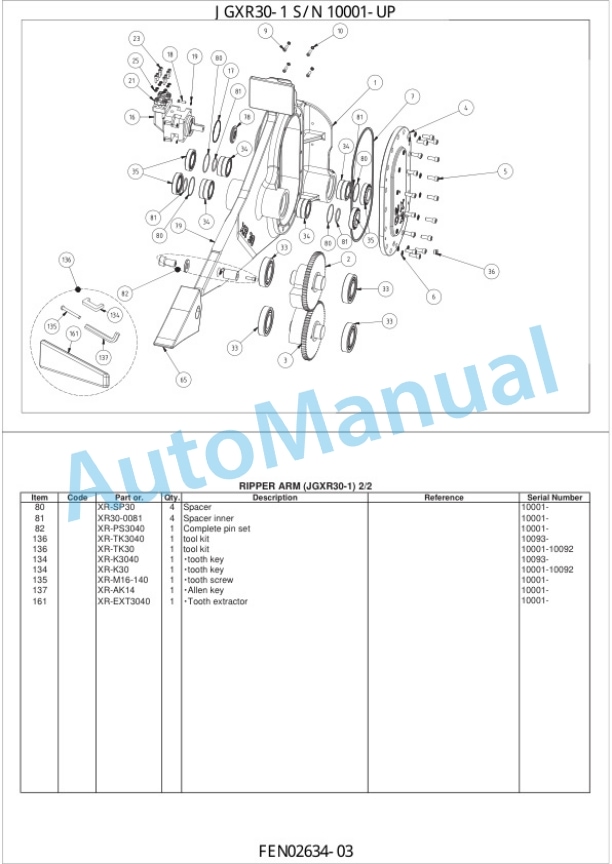 Komatsu JGXR10-1 Parts Manual FEN02634-03-3