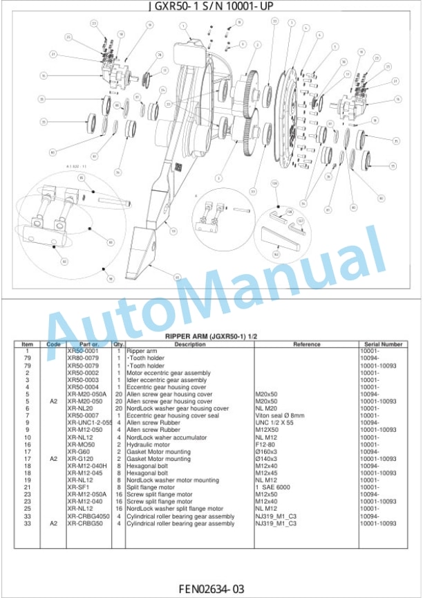 Komatsu JGXR10-1 Parts Manual FEN02634-03-4
