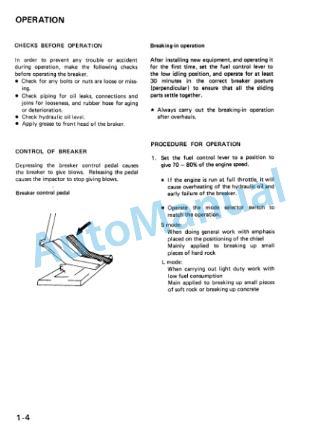 Komatsu JKHB401 Hydraulic Breaker Operation and Maintenance Manual SEAPTH040100-2