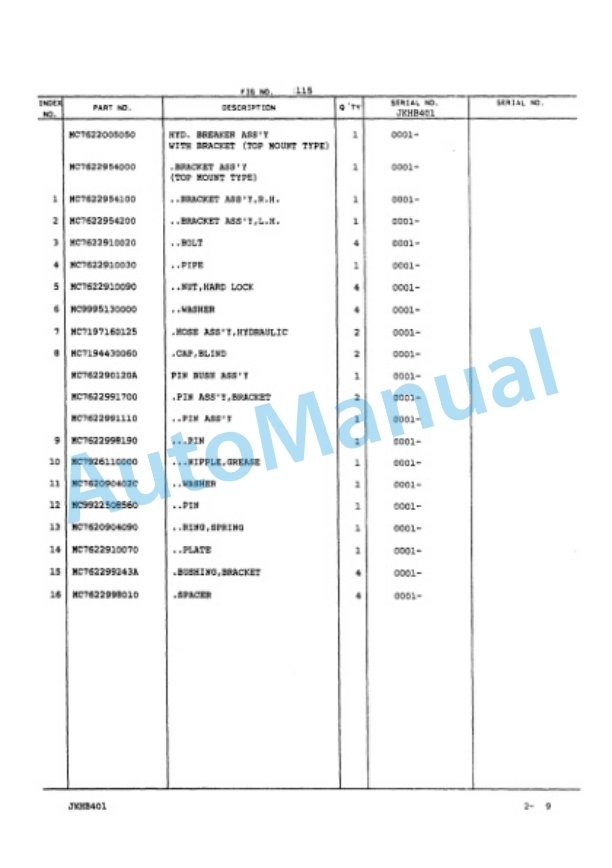 Komatsu JKHB401 Hydraulic Breaker Operation and Maintenance Manual SEAPTH040100-5