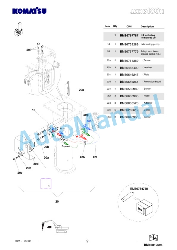Komatsu JMHB100H-1 Hydraulic Breaker Parts Manual FEN04365-03-4
