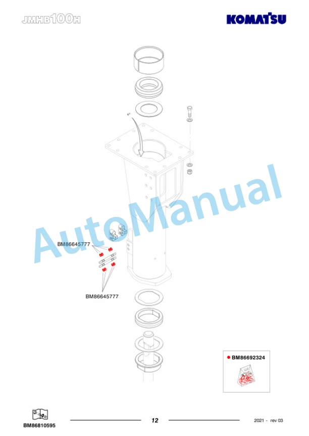 Komatsu JMHB100H-1 Hydraulic Breaker Parts Manual FEN04365-03-5