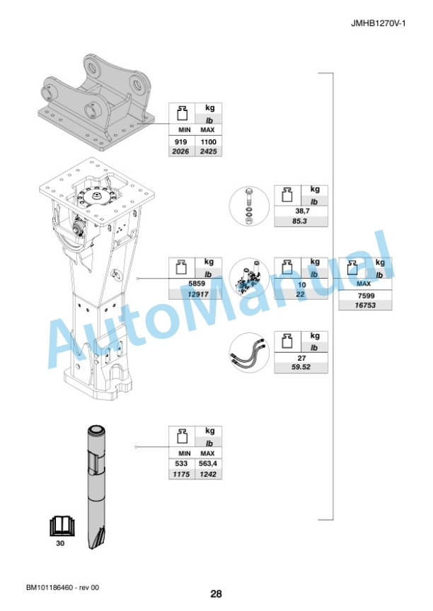 Komatsu JMHB1270V-1 Hydraulic Breaker Operation and Maintenance Manual PEN01086-00-3