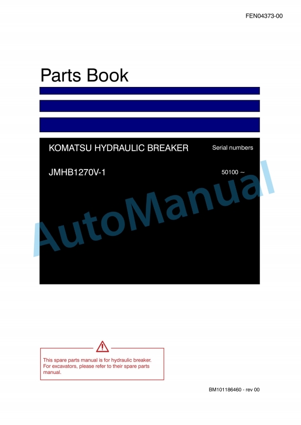 Komatsu JMHB1270V-1 Hydraulic Breaker Parts Manual FEN04373-00