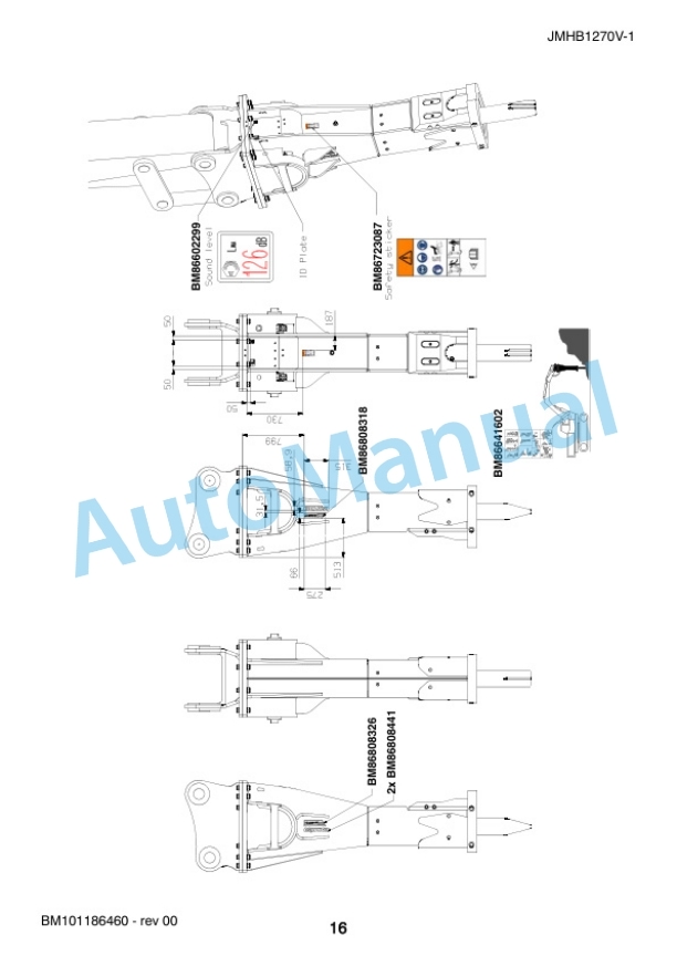 Komatsu JMHB1270V-1 Hydraulic Breaker Parts Manual FEN04373-00-4