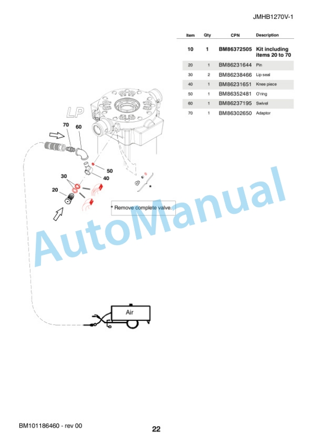 Komatsu JMHB1270V-1 Hydraulic Breaker Parts Manual FEN04373-00-5
