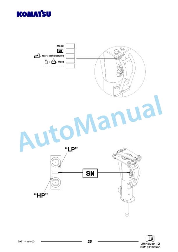 Komatsu JMHB21H-2 Hydraulic Breaker Operation and Maintenance Manual PEN01729-00-3