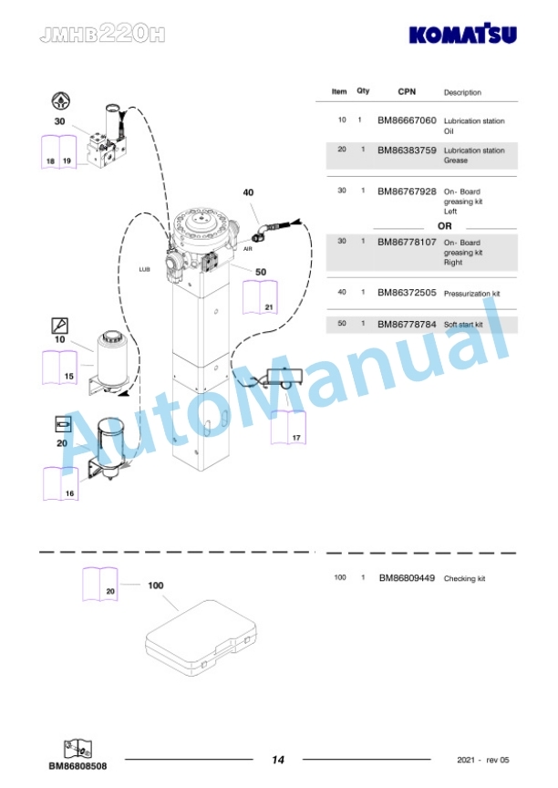 Komatsu JMHB220H-1 Hydraulic Breaker Parts Manual FEN04368-05-4