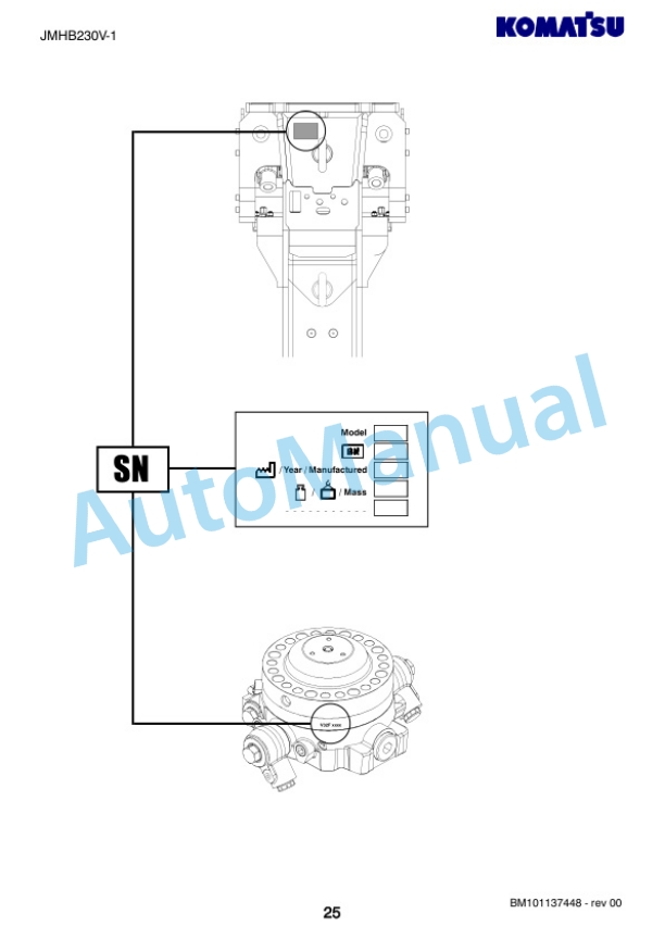 Komatsu JMHB230V-1 Hydraulic Breaker Operation and Maintenance Manual PEN01087-00-3