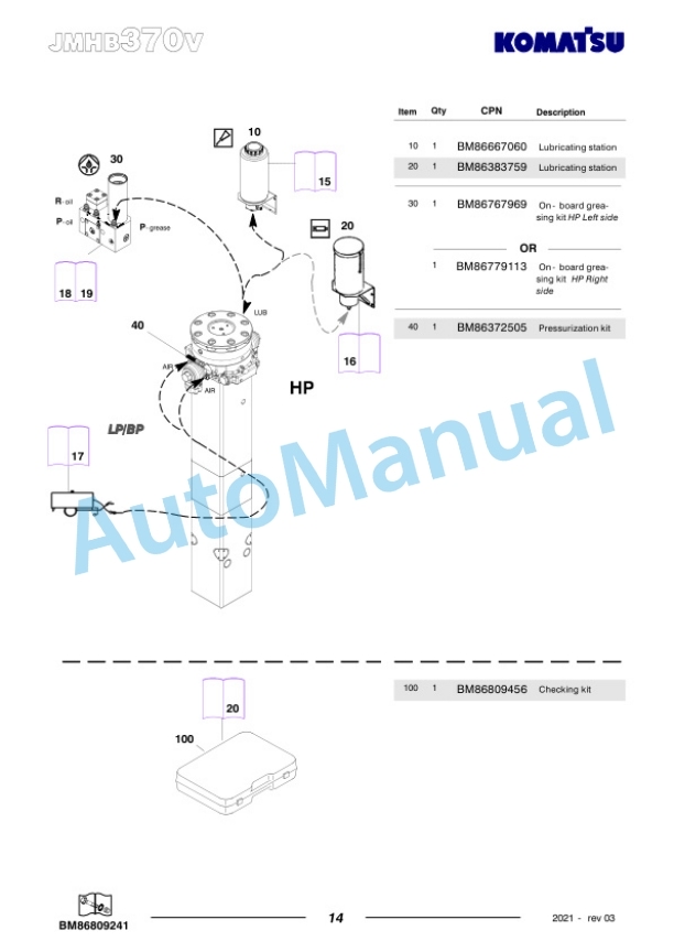 Komatsu JMHB370V-1 Hydraulic Breaker Parts Manual FEN04375-03-4