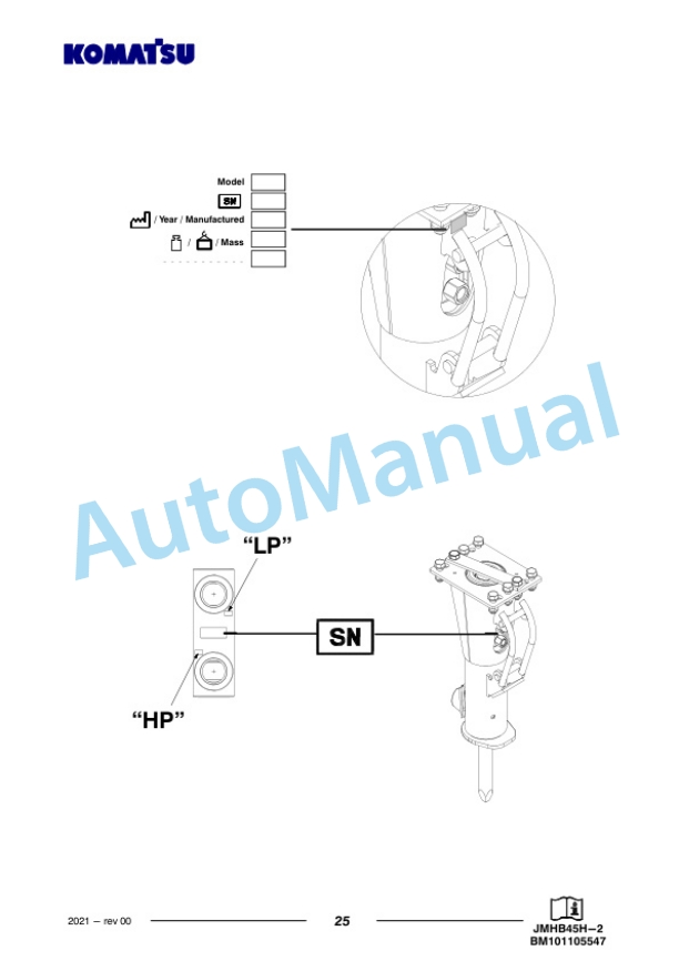 Komatsu JMHB45H-2 Hydraulic Breaker Operation and Maintenance Manual PEN01731-00-3