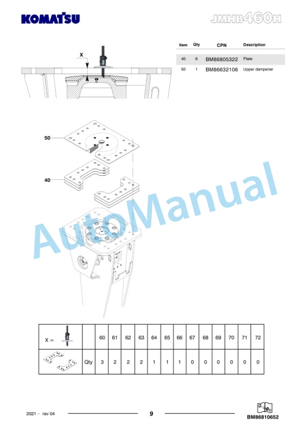 Komatsu JMHB460H-1 Hydraulic Breaker Parts Manual FEN04370-04-3
