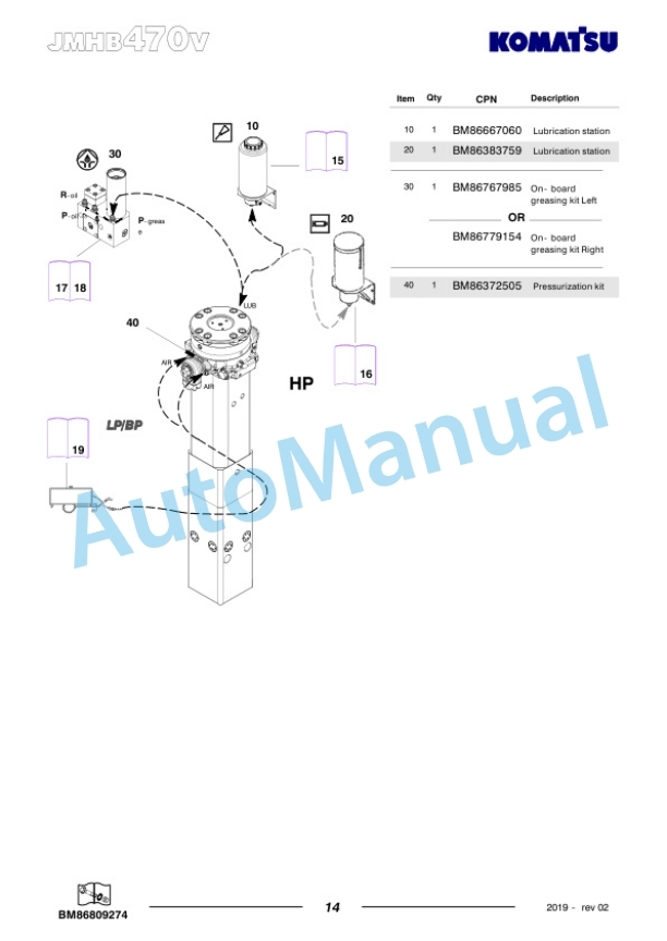Komatsu JMHB470V-1 Hydraulic Breaker Parts Manual FEN04376-02-4
