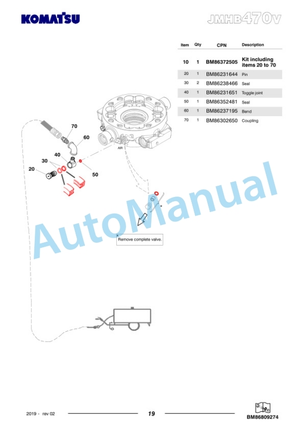 Komatsu JMHB470V-1 Hydraulic Breaker Parts Manual FEN04376-02-5