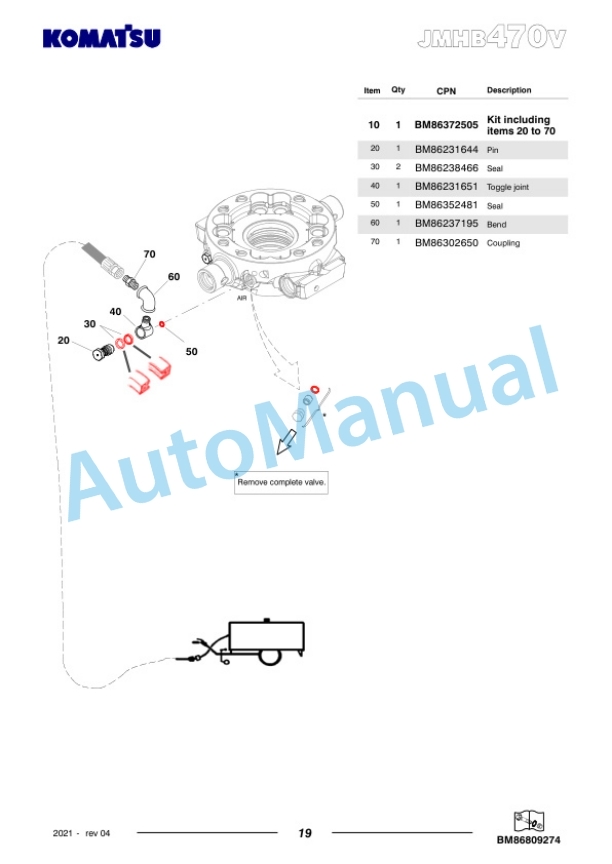 Komatsu JMHB470V-1 Hydraulic Breaker Parts Manual FEN04376-04-5