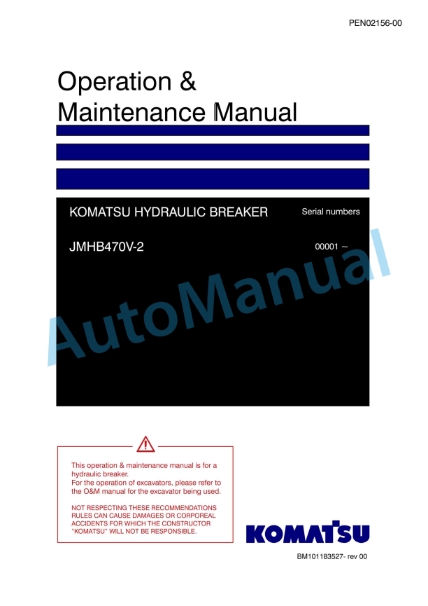 Komatsu JMHB470V-2 Hydraulic Breaker Operation and Maintenance Manual PEN02156-00