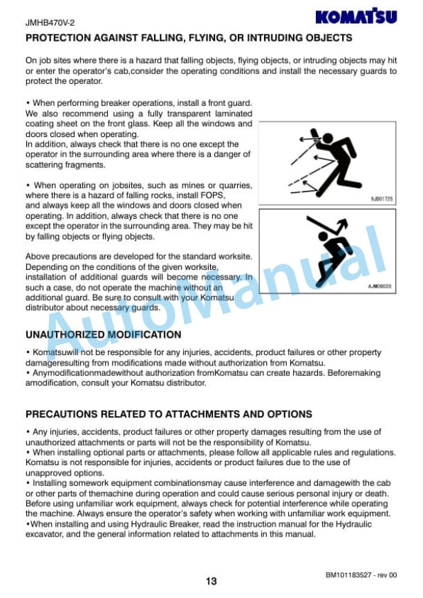 Komatsu JMHB470V-2 Hydraulic Breaker Operation and Maintenance Manual PEN02156-00-2
