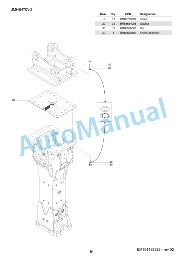 Komatsu JMHB470V-2 Hydraulic Breaker Parts Manual FEN05682-02-3