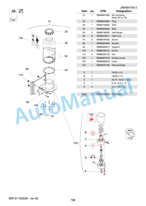 Komatsu JMHB470V-2 Hydraulic Breaker Parts Manual FEN05682-02-4