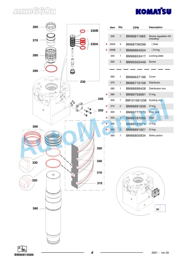 Komatsu JMHB660H-1 Hydraulic Breaker Parts Manual FEN04371-03-2