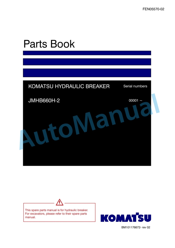 Komatsu JMHB660H-2 Hydraulic Breaker Parts Manual FEN05570-02
