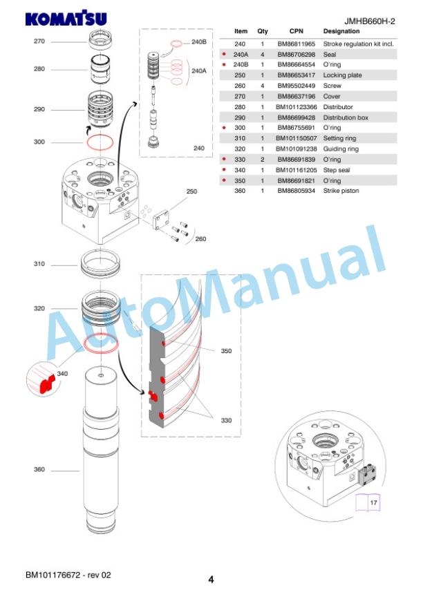 Komatsu JMHB660H-2 Hydraulic Breaker Parts Manual FEN05570-02-2