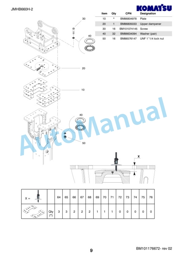 Komatsu JMHB660H-2 Hydraulic Breaker Parts Manual FEN05570-02-3