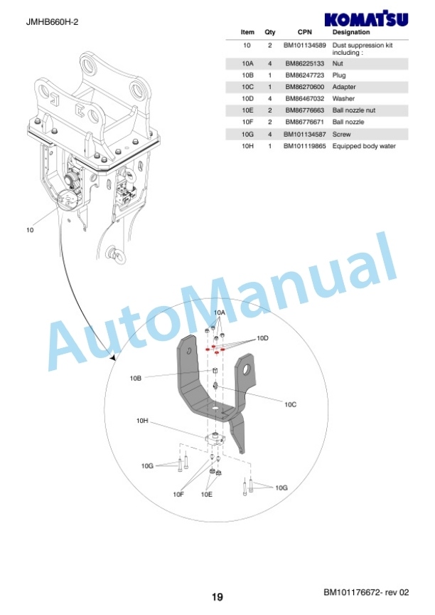 Komatsu JMHB660H-2 Hydraulic Breaker Parts Manual FEN05570-02-5