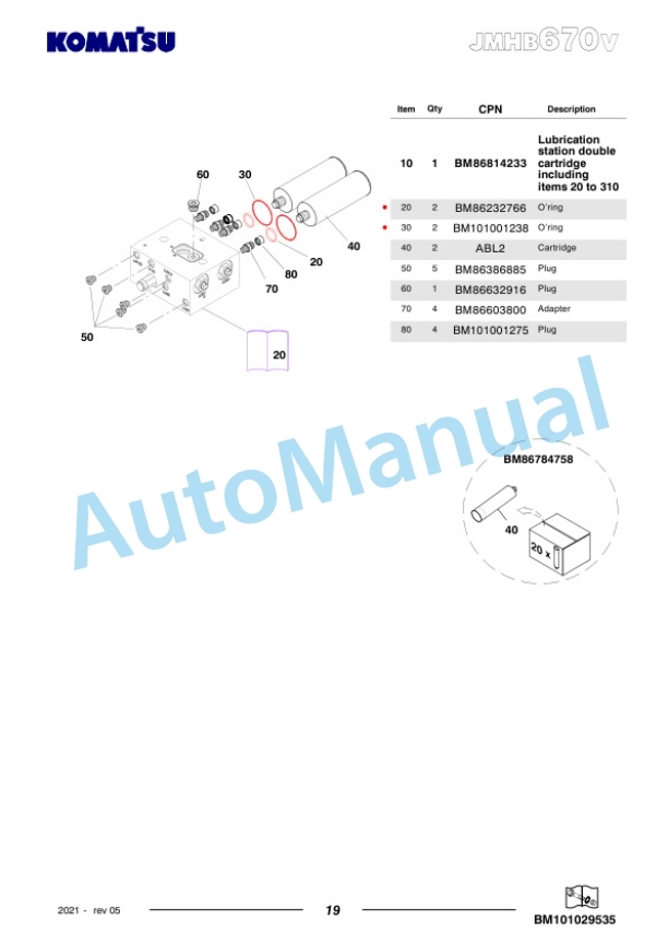 Komatsu JMHB670V-1 Hydraulic Breaker Parts Manual FEN04377-05-4