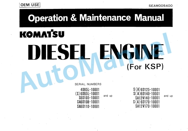 Komatsu KSP Series Diesel Engine Operation and Maintenance Manual SEAM005400