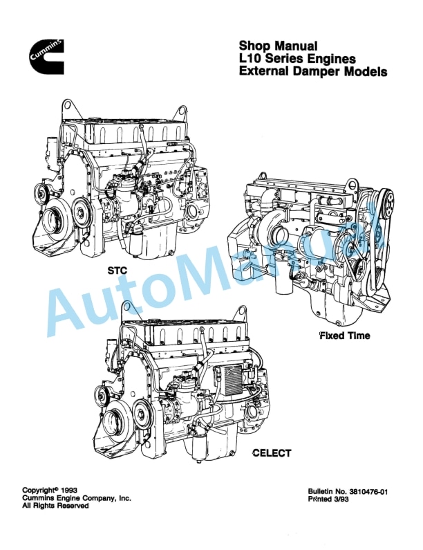 Komatsu L10 Series Engine Shop Manual 3810476-01