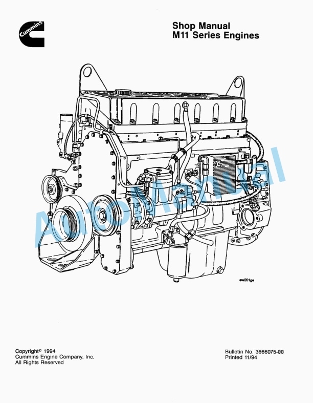Komatsu M11 Series Engine Shop Manual 3666075-00