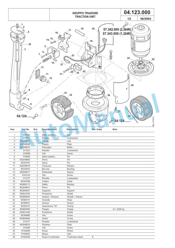 Komatsu MWP22-1R, MWP30-1R Parts Manual 60422346 Rev.006-4