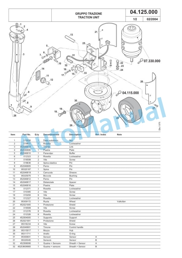 Komatsu MWS 14-1R, MWS 20-1R, MWS 14W-1R, MWS 20W-1R Forklift Truck Parts Manual 60422347-5