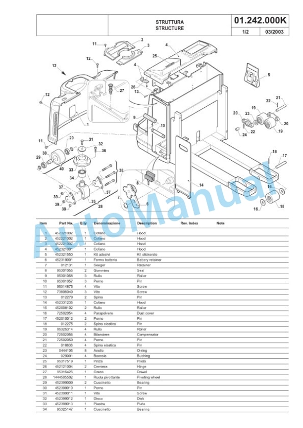 Komatsu MWS 14F-1R, MWS 20F-1R Forklift Truck Parts Manual 60422345-3