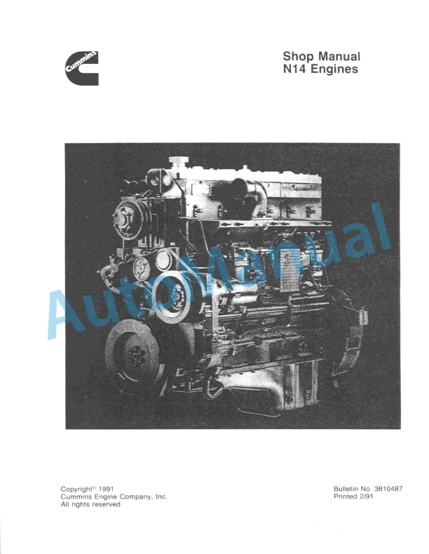Komatsu N14 Series Engine Shop Manual 3810487