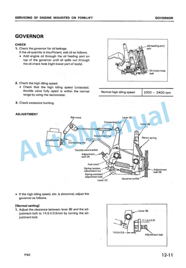 Komatsu P40 Gasoline Engine Shop Manual P40-BE1-3