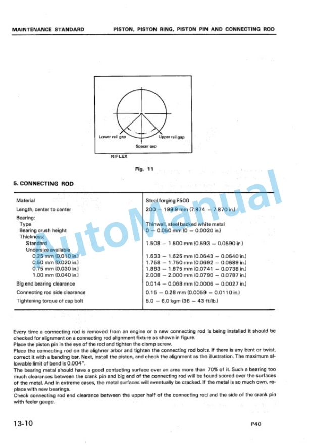 Komatsu P40 Gasoline Engine Shop Manual P40-BE1-4