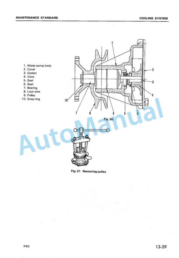 Komatsu P40 Gasoline Engine Shop Manual P40-BE1-5