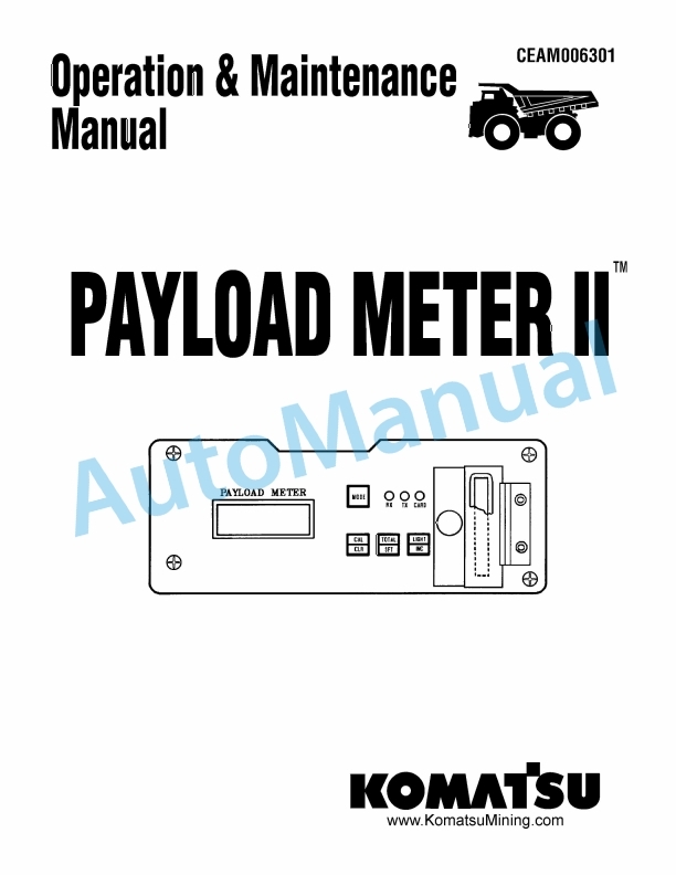 Komatsu Payload Meter II Operation and Maintenance Manual CEAM006301