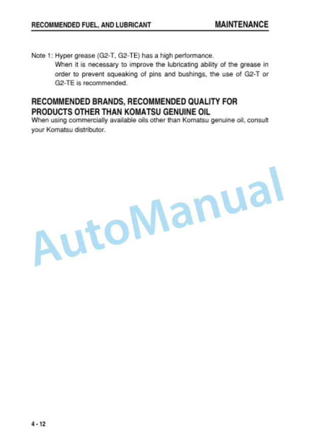 Komatsu PC01-1A Hydraulic Excavator Operation and Maintenance Manual TEN00613-05-5