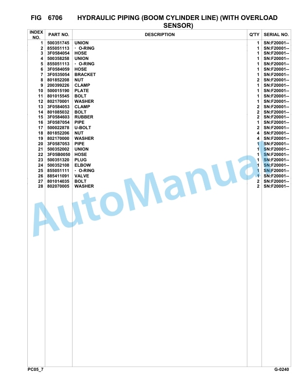 Komatsu PC05-7 Hydraulic Excavator Parts Manual F20001-UP-5