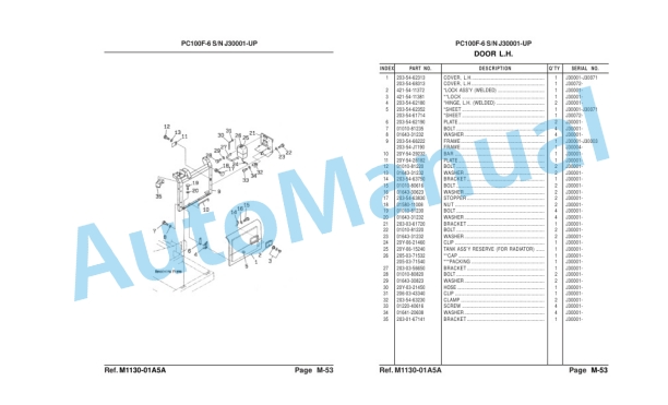 Komatsu PC100F-6 Hydraulic Excavator Parts Manual LEPBP1F603-4