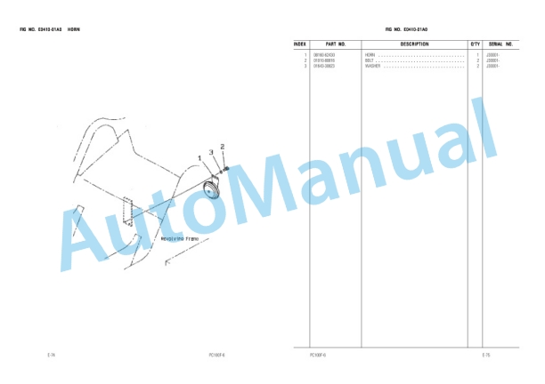 Komatsu PC100F-6 Parts Manual LEPBP1F602-3