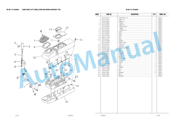 Komatsu PC100F-6 Parts Manual LEPBP1F602-4