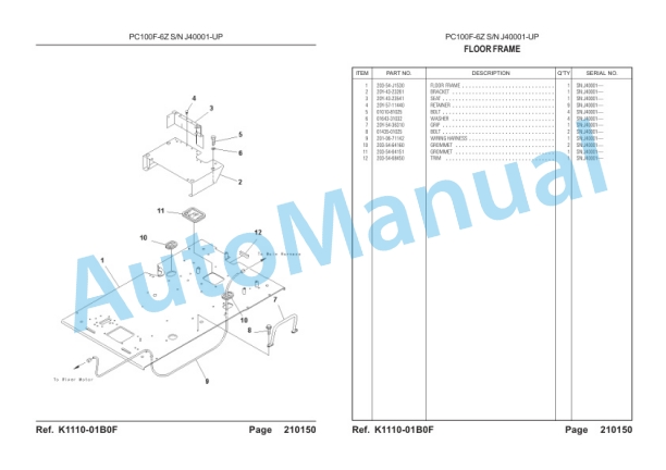 Komatsu PC100F-6Z Hydraulic Excavator Parts Manual-4