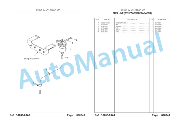 Komatsu PC100F-6Z Hydraulic Excavator Parts Manual LEPBP1F6Z0-3