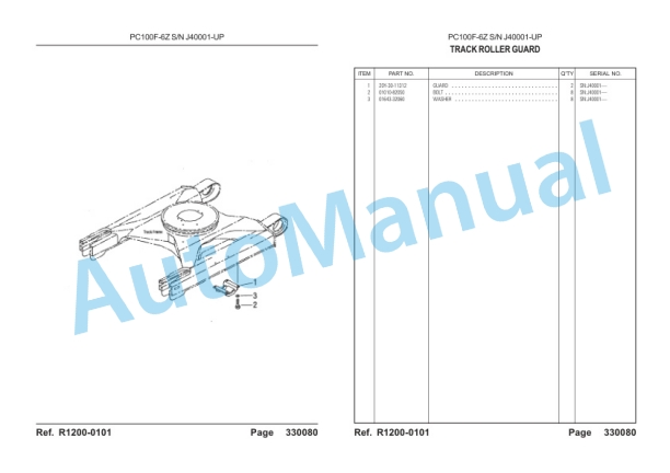 Komatsu PC100F-6Z Hydraulic Excavator Parts Manual LEPBP1F6Z0-5